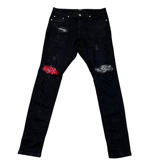 Represent Knee Detroyer Black Denim Slim Skinny Jeans Men's 32x34 Streetwear - Picture 1 of 13